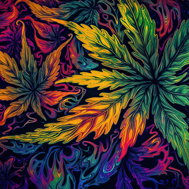 Darstellung des Puzzle Motivs Psychedelic Leaves 1000 Puzzle 3D Modell