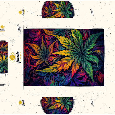 Darstellung des Puzzle Motivs Psychedelic Leaves 200 Puzzle Schachtel 3D Modell