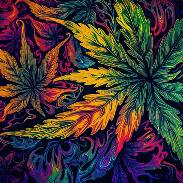 Darstellung des Puzzle Motivs Psychedelic Leaves 500 Puzzle 3D Modell