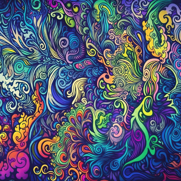 Darstellung des Puzzle Motivs Psychedelic Swirls 100 Puzzle 3D Modell