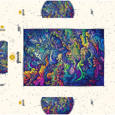 Darstellung des Puzzle Motivs Psychedelic Swirls 200 Puzzle Schachtel 3D Modell