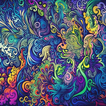 Darstellung des Puzzle Motivs Psychedelic Swirls 500 Puzzle 3D Modell