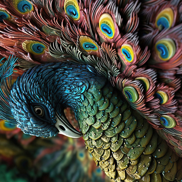 Darstellung des Puzzle Motivs Majestic Peacock 1000 Puzzle 3D Modell