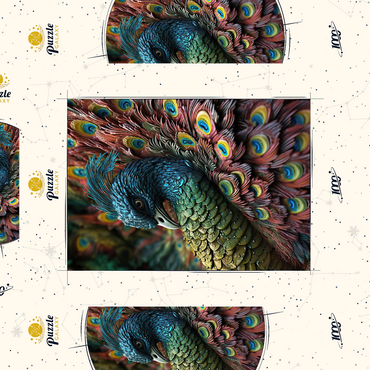 Darstellung des Puzzle Motivs Majestic Peacock 1000 Puzzle Schachtel 3D Modell