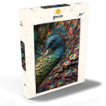 Darstellung des Puzzle Motivs Majestic Peacock 100 Puzzle Schachtel Ansicht2