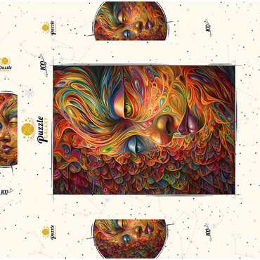 Darstellung des Puzzle Motivs Psychedelic Portrait 100 Puzzle Schachtel 3D Modell