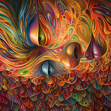 Darstellung des Puzzle Motivs Psychedelic Portrait 200 Puzzle 3D Modell