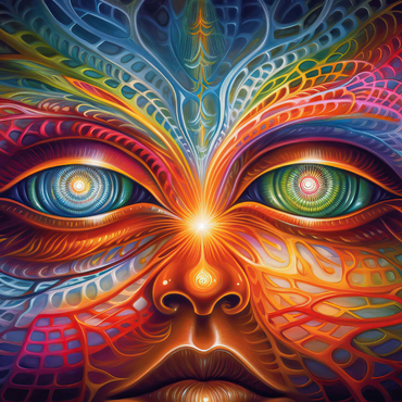 Darstellung des Puzzle Motivs Psychedelic Visionary Face 1000 Puzzle 3D Modell