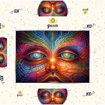 Darstellung des Puzzle Motivs Psychedelic Visionary Face 100 Puzzle Schachtel 3D Modell