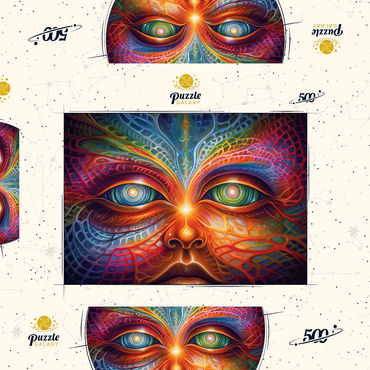 Darstellung des Puzzle Motivs Psychedelic Visionary Face 500 Puzzle Schachtel 3D Modell
