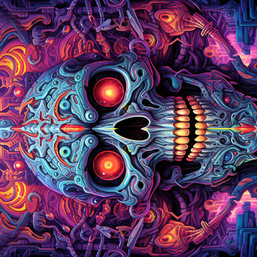 Darstellung des Puzzle Motivs Cybernetic Skull 1000 Puzzle 3D Modell