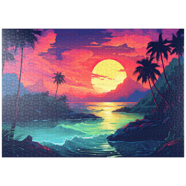 Darstellung des Puzzle Motivs puzzleplate Tropical Sunset Paradise 1000 Puzzle