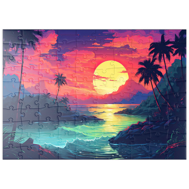 Darstellung des Puzzle Motivs puzzleplate Tropical Sunset Paradise 100 Puzzle