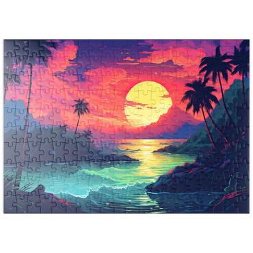 Darstellung des Puzzle Motivs puzzleplate Tropical Sunset Paradise 200 Puzzle