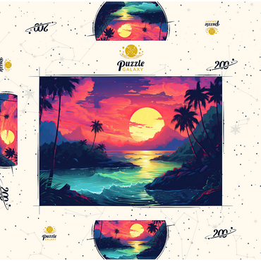 Darstellung des Puzzle Motivs Tropical Sunset Paradise 200 Puzzle Schachtel 3D Modell