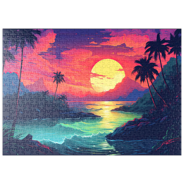 Darstellung des Puzzle Motivs puzzleplate Tropical Sunset Paradise 500 Puzzle