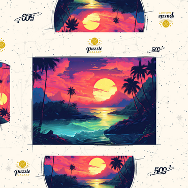 Darstellung des Puzzle Motivs Tropical Sunset Paradise 500 Puzzle Schachtel 3D Modell