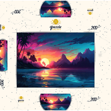 Darstellung des Puzzle Motivs Tropical Sunset Reflection 200 Puzzle Schachtel 3D Modell