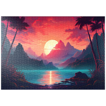 Darstellung des Puzzle Motivs puzzleplate Majestic Tropical Sunset 1000 Puzzle