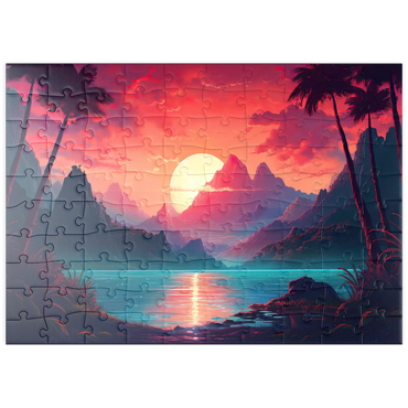 Darstellung des Puzzle Motivs puzzleplate Majestic Tropical Sunset 100 Puzzle