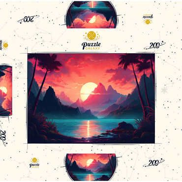 Darstellung des Puzzle Motivs Majestic Tropical Sunset 200 Puzzle Schachtel 3D Modell