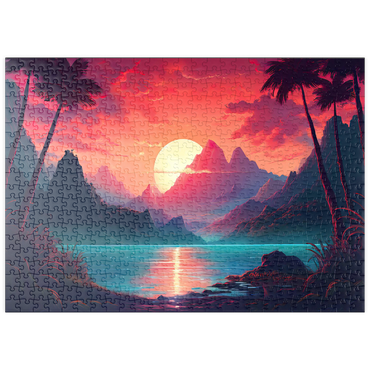 Darstellung des Puzzle Motivs puzzleplate Majestic Tropical Sunset 500 Puzzle