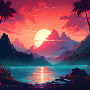 Darstellung des Puzzle Motivs Majestic Tropical Sunset 500 Puzzle 3D Modell