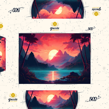 Darstellung des Puzzle Motivs Majestic Tropical Sunset 500 Puzzle Schachtel 3D Modell