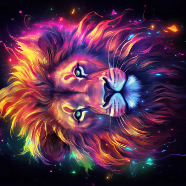 Darstellung des Puzzle Motivs Vibrant Cosmic Lion 500 Puzzle 3D Modell