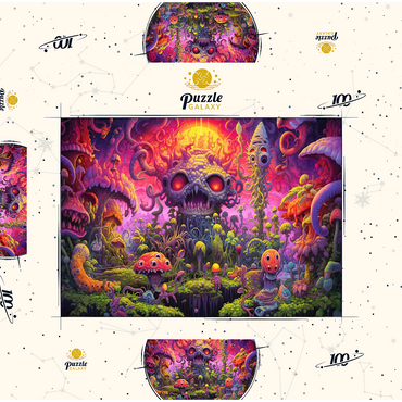 Darstellung des Puzzle Motivs Surreal Fantasy Mushroom World 100 Puzzle Schachtel 3D Modell
