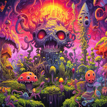 Darstellung des Puzzle Motivs Surreal Fantasy Mushroom World 500 Puzzle 3D Modell