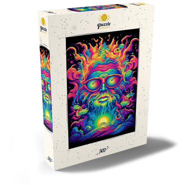 Darstellung des Puzzle Motivs Psychedelic Cosmic Guru 500 Puzzle Schachtel Ansicht2