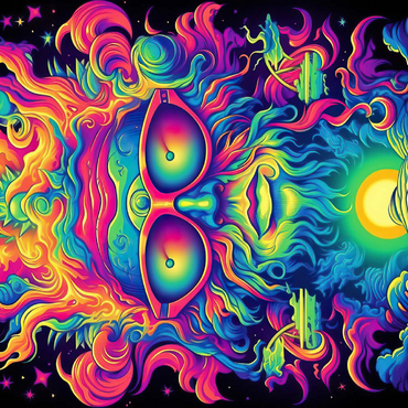 Darstellung des Puzzle Motivs Psychedelic Cosmic Guru 500 Puzzle 3D Modell