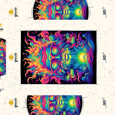 Darstellung des Puzzle Motivs Psychedelic Cosmic Guru 500 Puzzle Schachtel 3D Modell