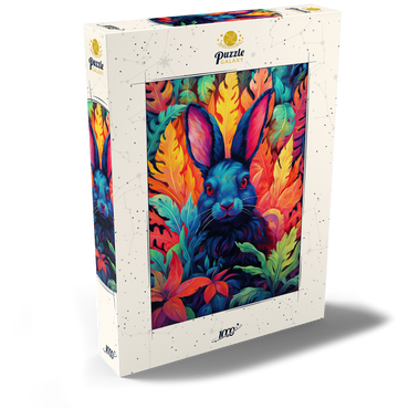 Darstellung des Puzzle Motivs Vibrant Rabbit in Psychedelic Jungle 1000 Puzzle Schachtel Ansicht2
