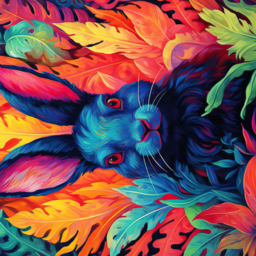 Darstellung des Puzzle Motivs Vibrant Rabbit in Psychedelic Jungle 1000 Puzzle 3D Modell