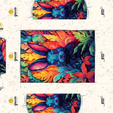 Darstellung des Puzzle Motivs Vibrant Rabbit in Psychedelic Jungle 1000 Puzzle Schachtel 3D Modell