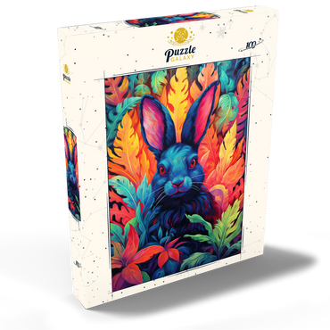 Darstellung des Puzzle Motivs Vibrant Rabbit in Psychedelic Jungle 100 Puzzle Schachtel Ansicht2