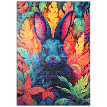 Darstellung des Puzzle Motivs puzzleplate Vibrant Rabbit in Psychedelic Jungle 200 Puzzle