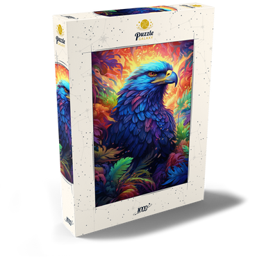 Darstellung des Puzzle Motivs Majestic Blue Eagle in a Vibrant Fantasy Jungle 1000 Puzzle Schachtel Ansicht2