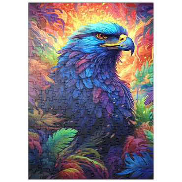 Darstellung des Puzzle Motivs puzzleplate Majestic Blue Eagle in a Vibrant Fantasy Jungle 200 Puzzle