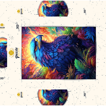 Darstellung des Puzzle Motivs Majestic Blue Eagle in a Vibrant Fantasy Jungle 200 Puzzle Schachtel 3D Modell