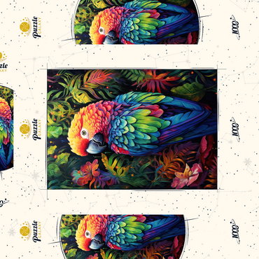 Darstellung des Puzzle Motivs Vibrant Scarlet Macaw in Tropical Jungle 1000 Puzzle Schachtel 3D Modell