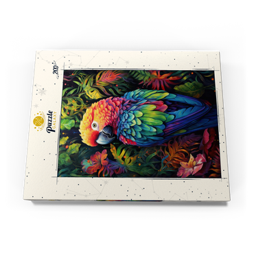 Darstellung des Puzzle Motivs Vibrant Scarlet Macaw in Tropical Jungle 200 Puzzle Schachtel Ansicht3