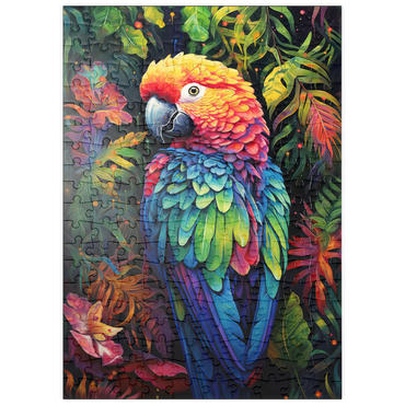 Darstellung des Puzzle Motivs puzzleplate Vibrant Scarlet Macaw in Tropical Jungle 200 Puzzle
