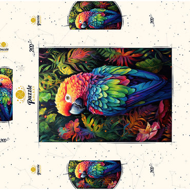 Darstellung des Puzzle Motivs Vibrant Scarlet Macaw in Tropical Jungle 200 Puzzle Schachtel 3D Modell