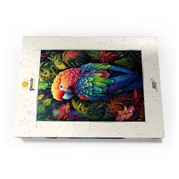 Darstellung des Puzzle Motivs Vibrant Scarlet Macaw in Tropical Jungle 500 Puzzle Schachtel Ansicht3