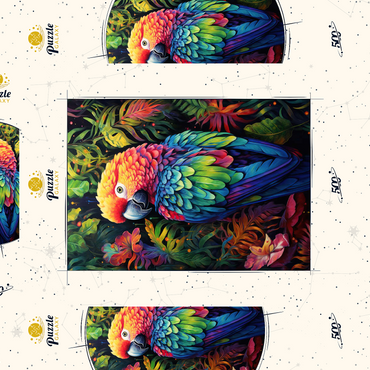 Darstellung des Puzzle Motivs Vibrant Scarlet Macaw in Tropical Jungle 500 Puzzle Schachtel 3D Modell