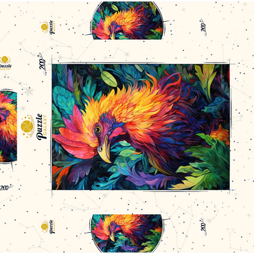 Darstellung des Puzzle Motivs Vibrant Rooster with Tropical Foliage 200 Puzzle Schachtel 3D Modell