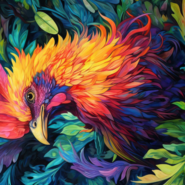Darstellung des Puzzle Motivs Vibrant Rooster with Tropical Foliage 500 Puzzle 3D Modell